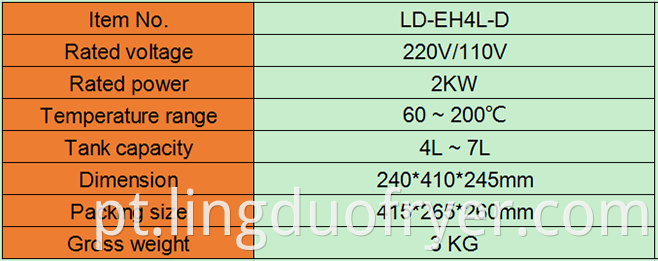 4l Electric Fryer Oil Tank Size